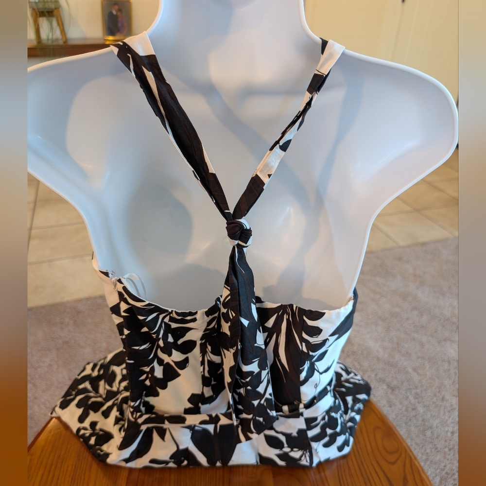 WHBM Elegant Black and White Floral Halter Dress - Picture 2 of 12
